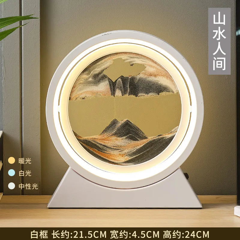 Rotating Quicksand Art Lamp | 360° Moving Sand Glass Atmosphere Light