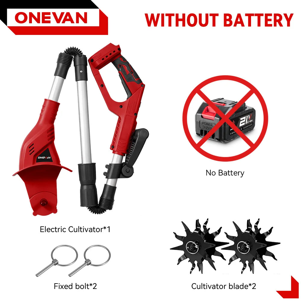 Brushless Garden Tiller 1600W Cordless Soil Cultivator For Makita 18V Battery