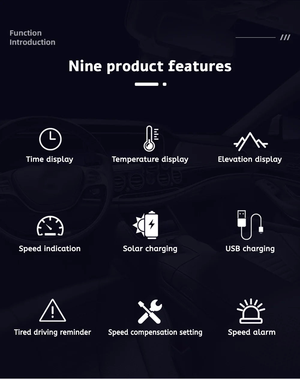 MAIMEIMI Solar GPS Car Head-Up Display – Universal Digital Speedometer HUD with Overspeed & Fatigue Alertsr