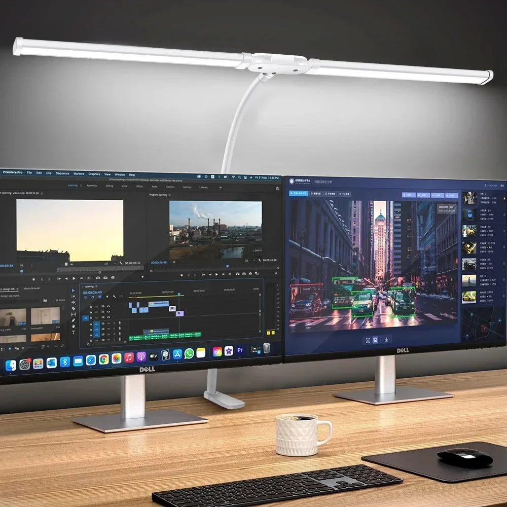 ALTCHIHYQ Double-Head LED Desk Lamp | 80cm Wide, Remote Control, 5-Level Dimming