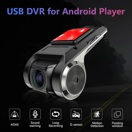 JUNDOF USB Dash Cam with ADAS – 720P HD Android Car DVR, LDWS & FCWS Safety Alerts (No Screen)