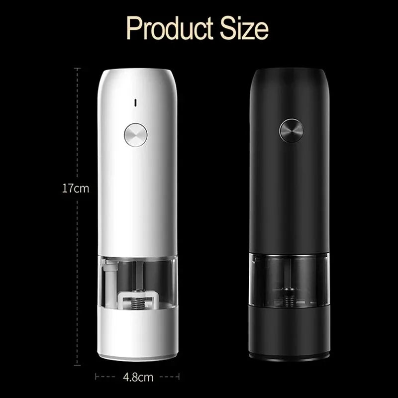 Rechargeable Electric Salt & Pepper Grinder – Adjustable Coarseness with LED & USB-C