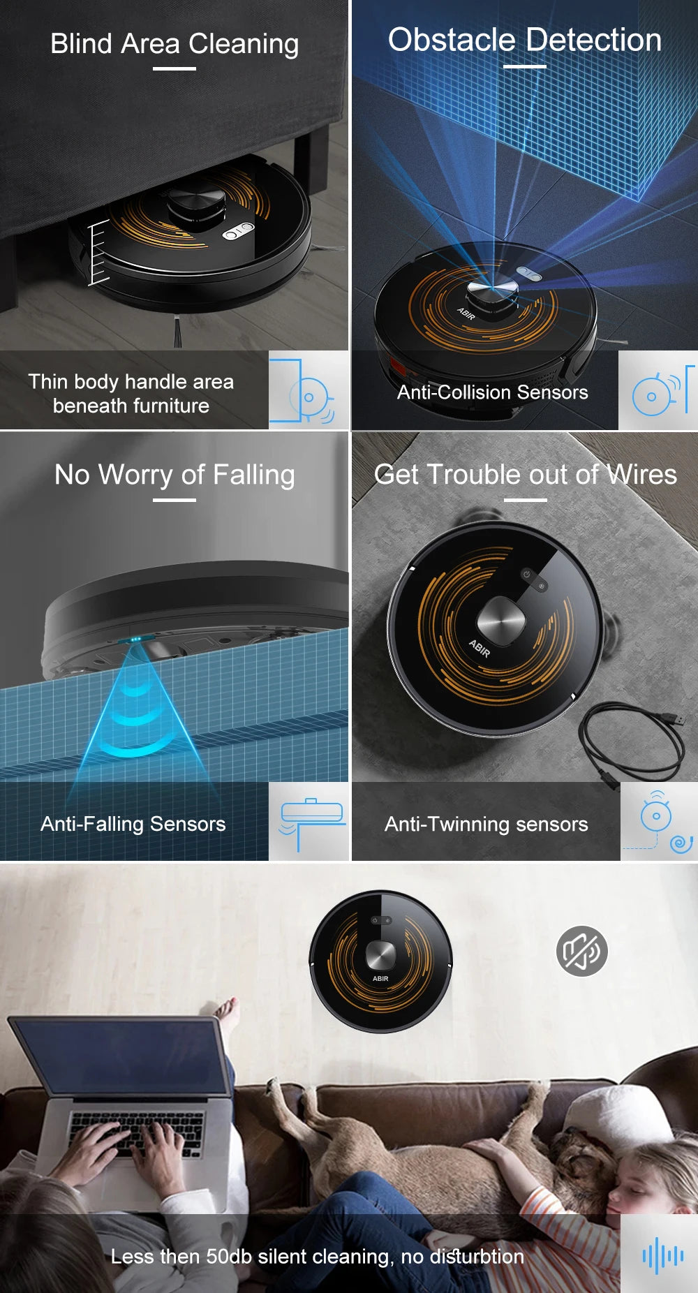 ABIR K30 Robot Vacuum Cleaner – 6500Pa LiDAR Smart Mapping, Self-Empty Station & Mop