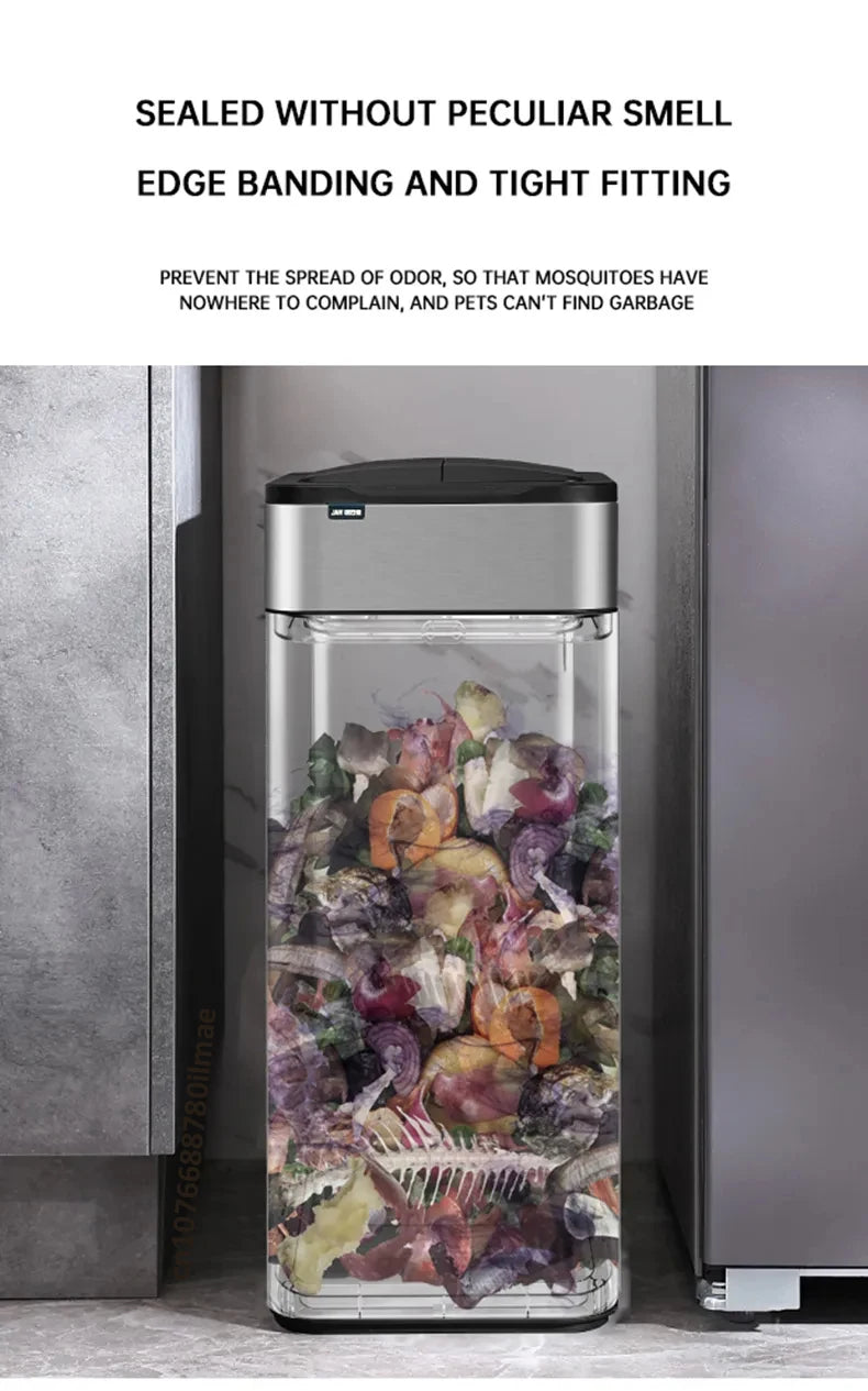 mart Stainless Steel Trash Can 20–60L – Touchless Sensor Kitchen Bin with Wheels