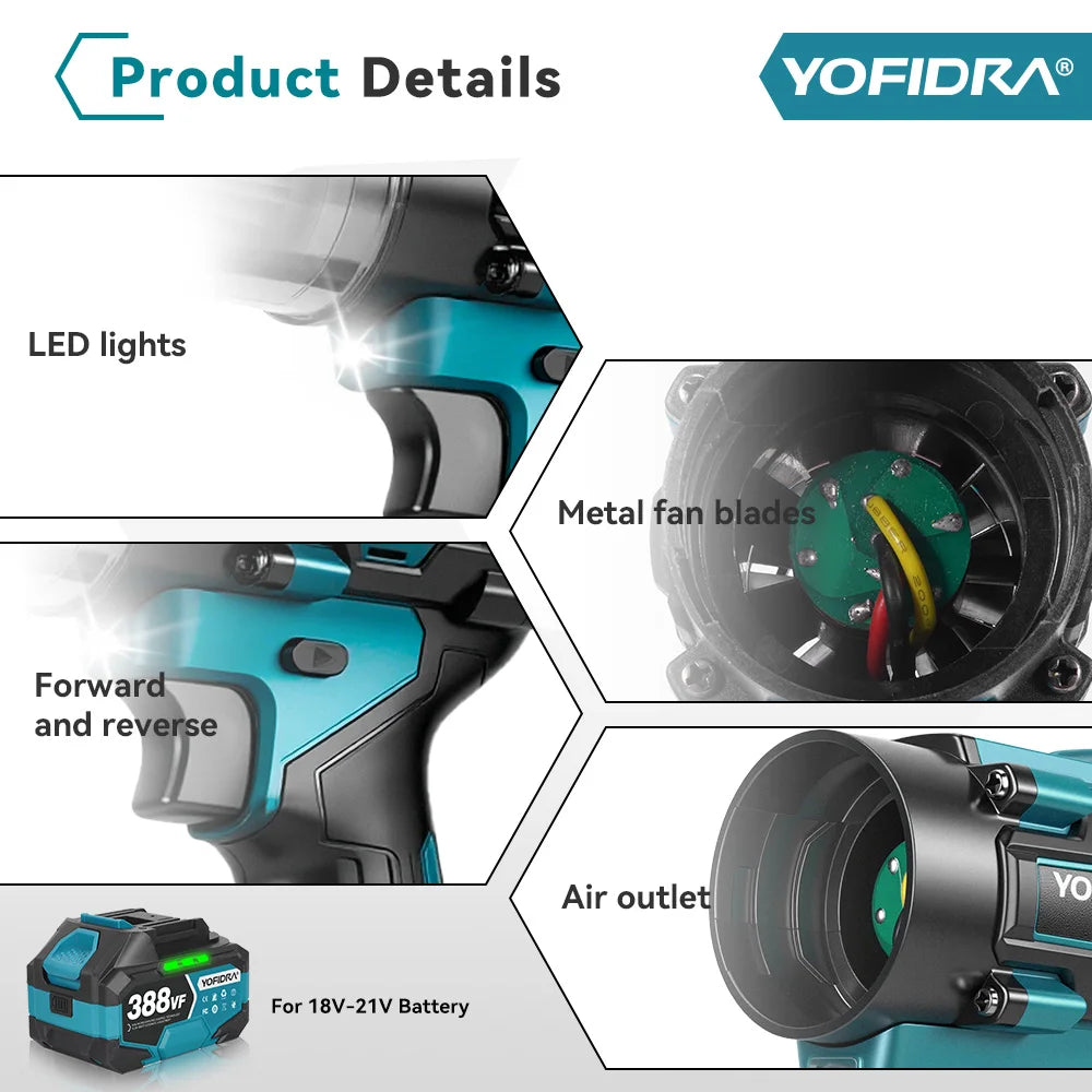 Yofidra F02-ES 1200W Turbo Air Duster & Vacuum Blower – 110m/s High-Speed Electric Cleaner