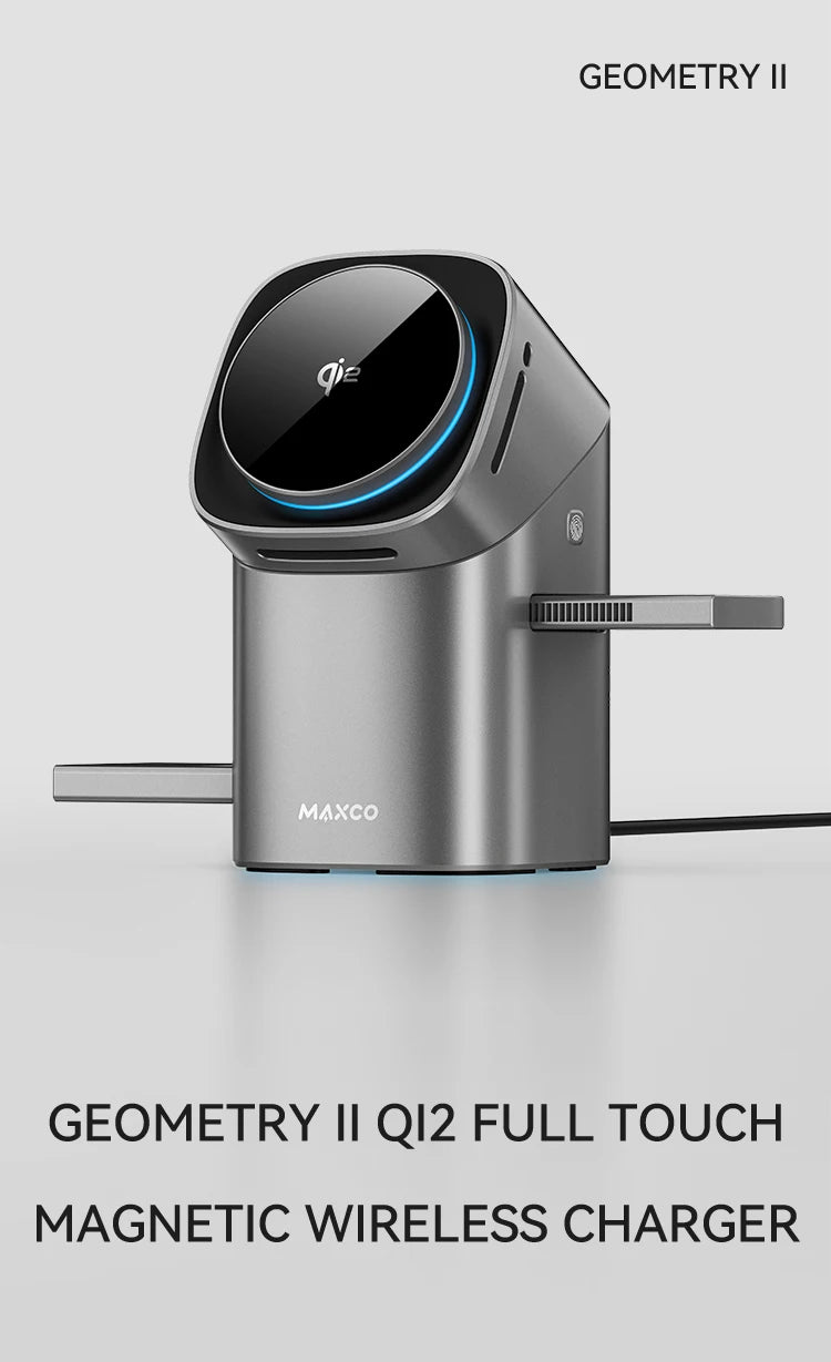 Maxco MW15 Qi2 Auto Rotate Magnetic Wireless Charging Stand – 3-in-1 Fast Charge