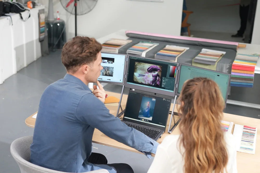 Rospider TriCreate 15.6″ Triple Screen Laptop Extender | FHD IPS 1080P | One-Cable Setup | USB-C / USB-A + HDMI
