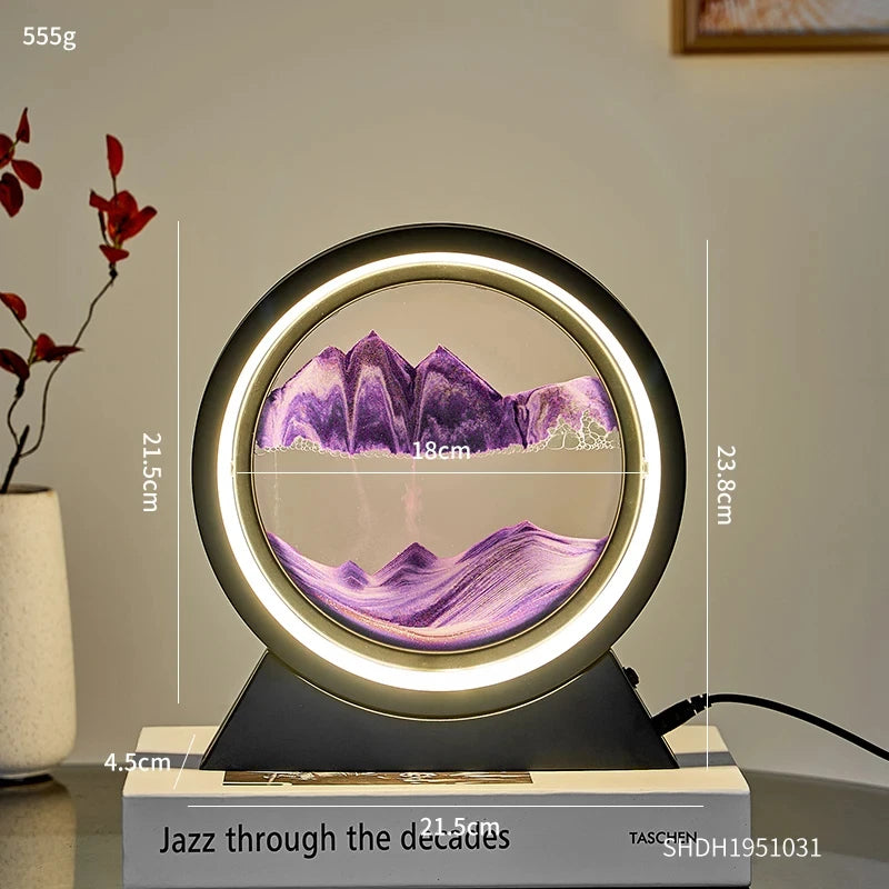 Rotating Quicksand Art Lamp | 360° Moving Sand Glass Atmosphere Light