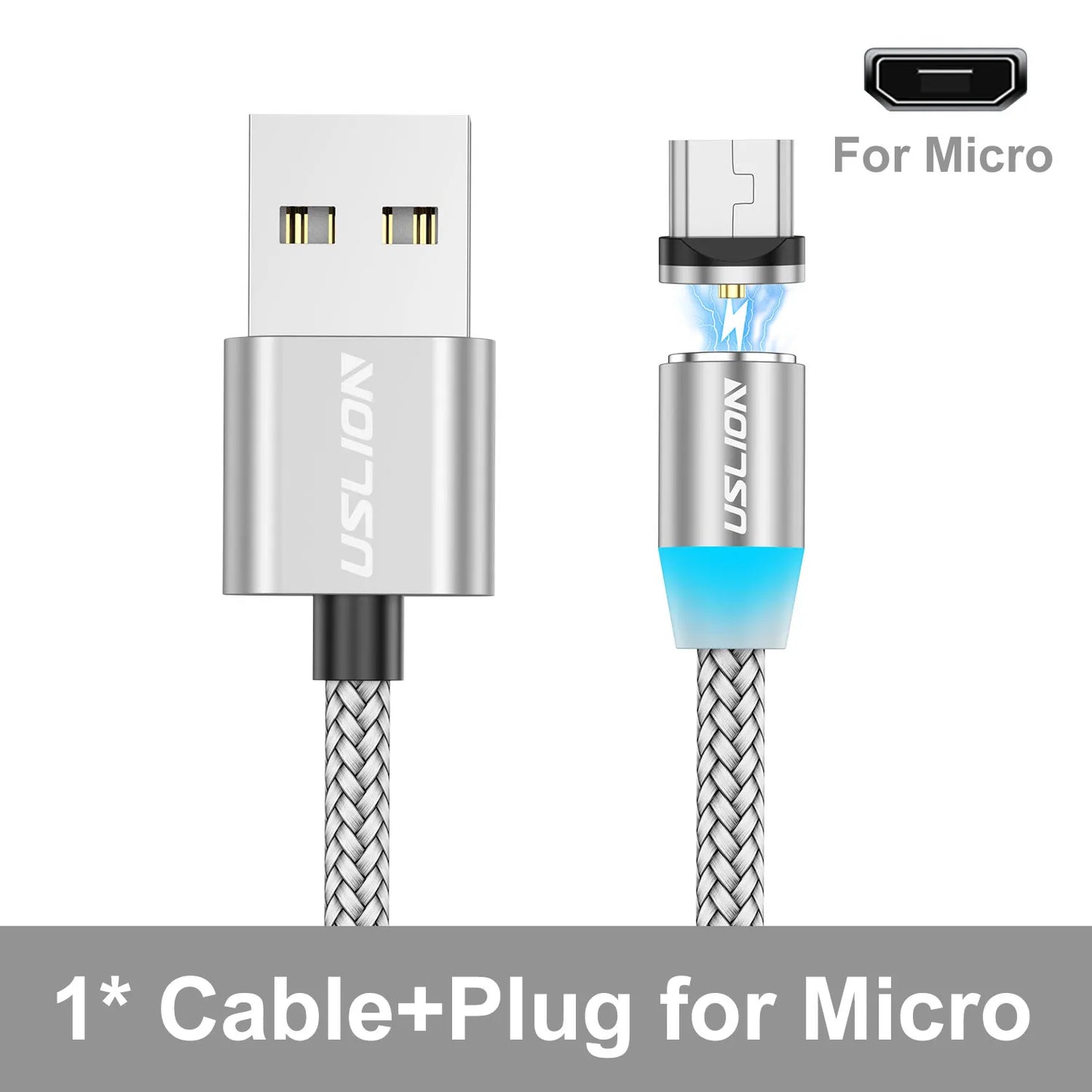 Magnetic Charging Cable 360 Degree – USB-A to Type-C / Lightning / Micro USB (2.4A)
