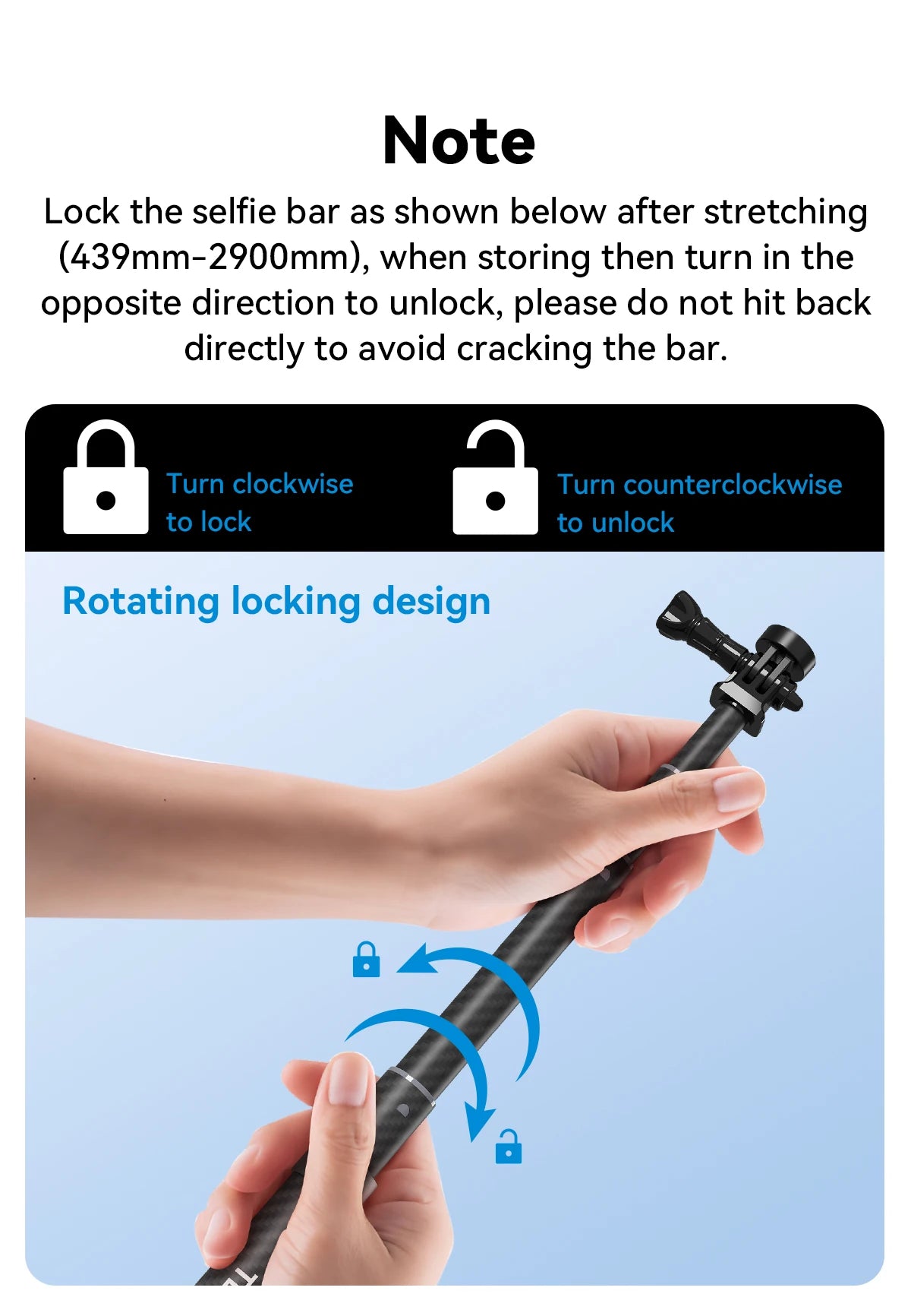 Carbon Fiber Selfie Stick 3m – Lightweight Extendable Pole for GoPro & Action Cameras