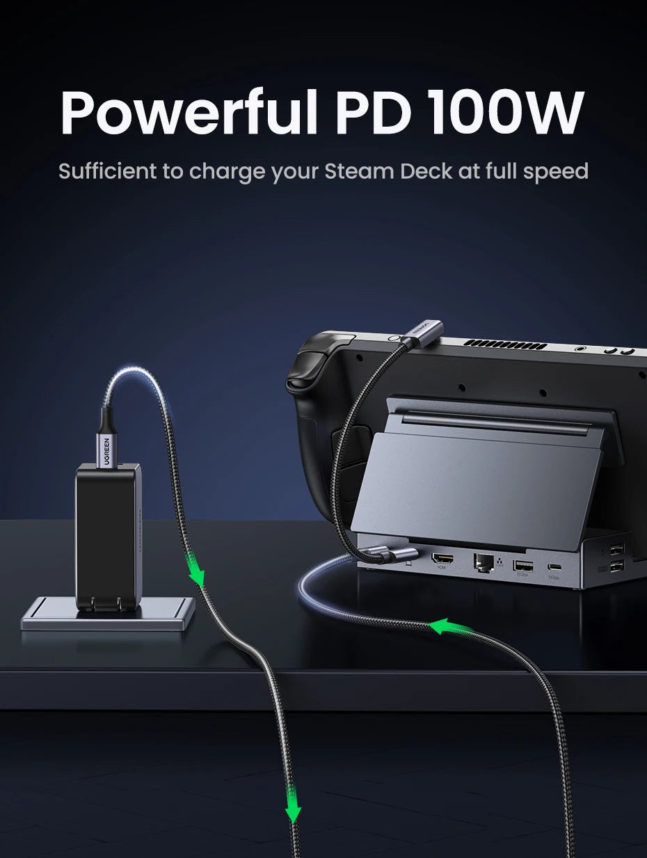 9-in-1 Steam Deck Docking Station – 4K@60Hz HDMI, 10Gbps USB-C, 100W PD Stand