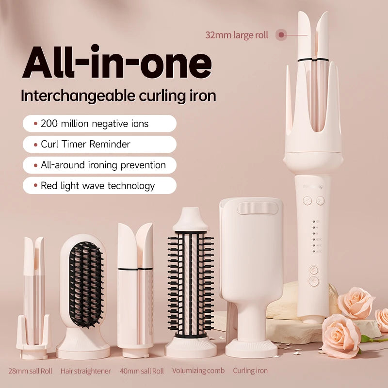 Automatic Rotating Hair Curler – 32mm Ceramic Wave Curling Iron with Interchangeable Barrels