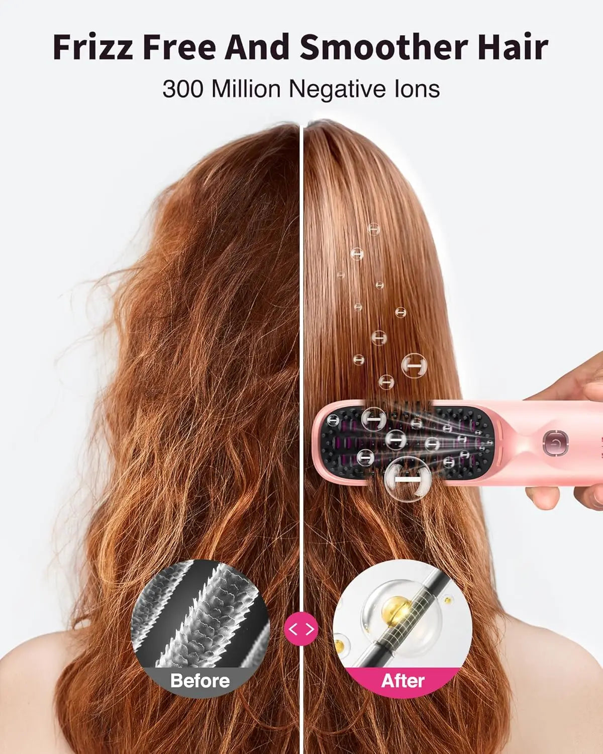 Cordless Hair Straightener Brush – Wireless, Adjustable Heat, Travel-Ready