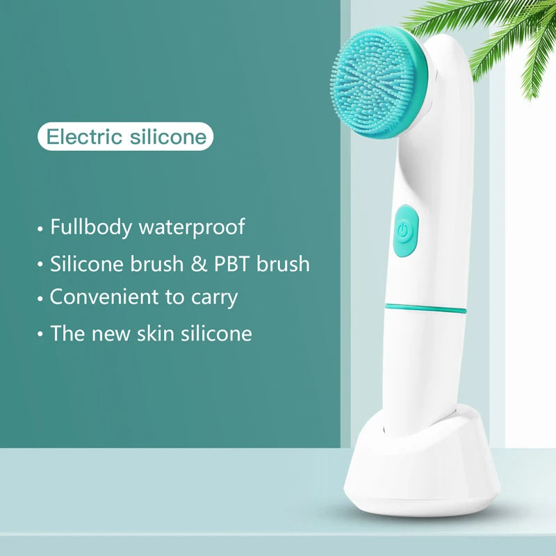 Electric Silicone Facial Cleansing Brush – Waterproof 2-Speed Deep Pore Face Cleaner