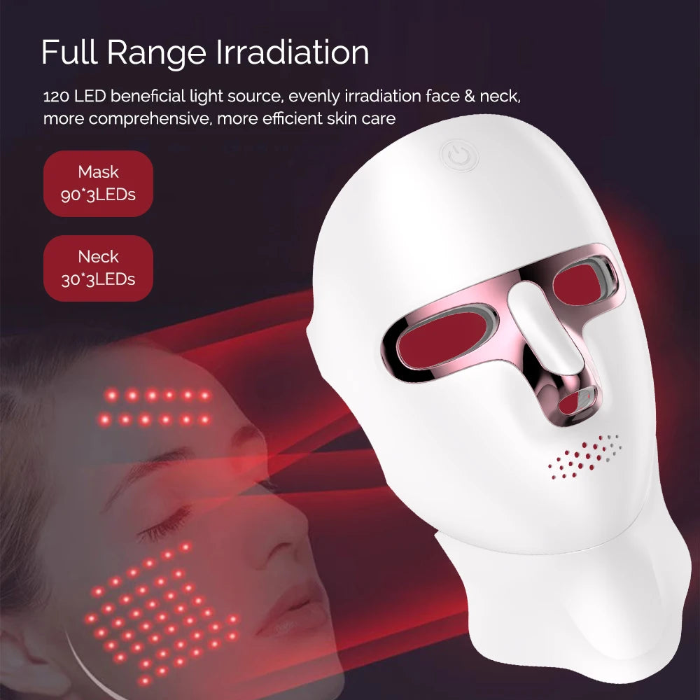 Wireless LED Facial & Neck Mask 7-Color Therapy – Foreverlily Skin Care Device
