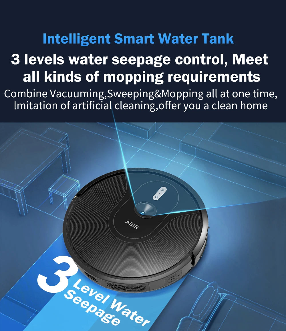 ABIR X6 Pro Robot Vacuum & Mop Combo – 6000Pa Power, Visual Mapping, Voice Control