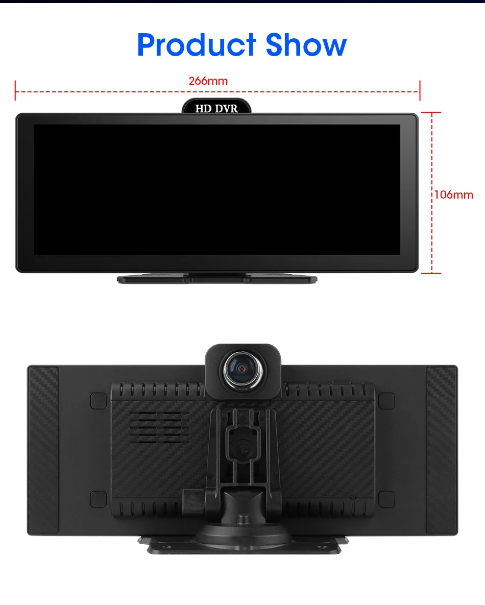 Srnubi 11.26" Portable 4K Car Dash Camera Dual Lens with IPS Touchscreen, Parking Monitor & ADAS