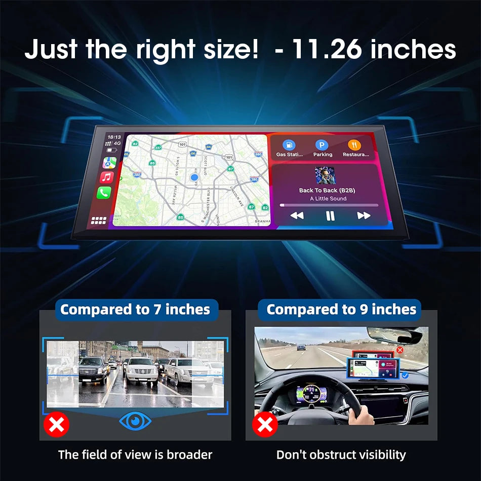 Develuck 11.26” 4K Smart Rearview Mirror Dash Cam with CarPlay & Android Auto
