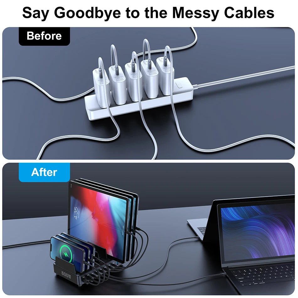 500W GaN Desktop Charging Station – 7 USB-C + 4 USB-A PD Fast Charger for Phones & Laptops