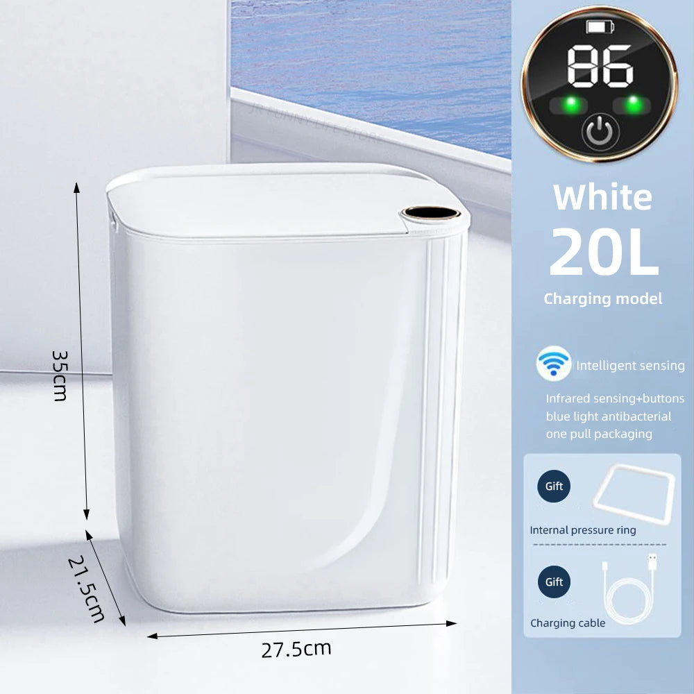 20L/18L Smart Sensor Trash Can – Touchless Induction Bin with Digital Display & Type-C Charging