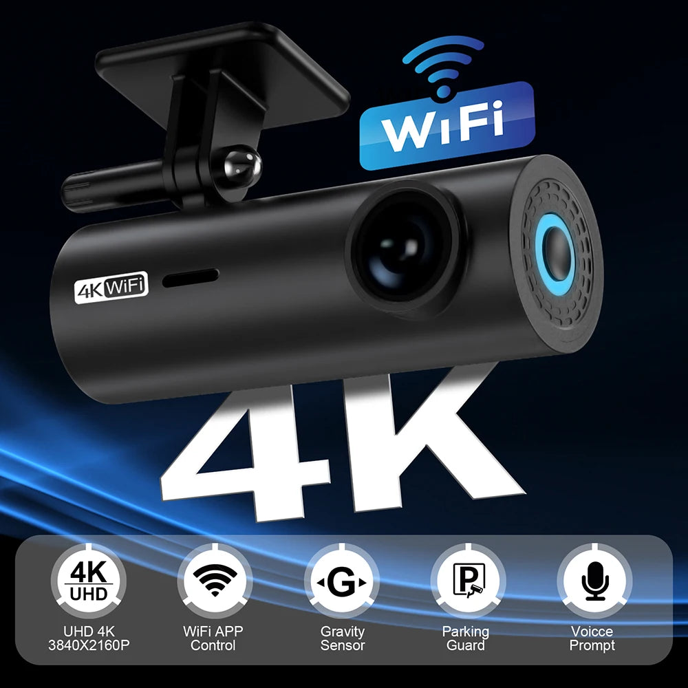 etymoofox 4K Mini Dash Cam – Ultra HD WiFi Car DVR with Night Vision & Parking Monitor