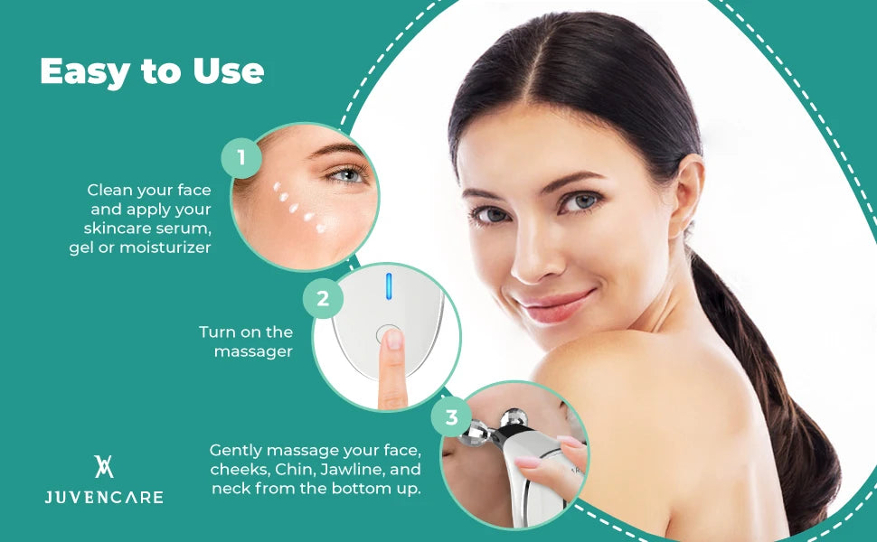 GYLOV Microcurrent Facial Massager – EMS Face Roller for Lifting & Glow