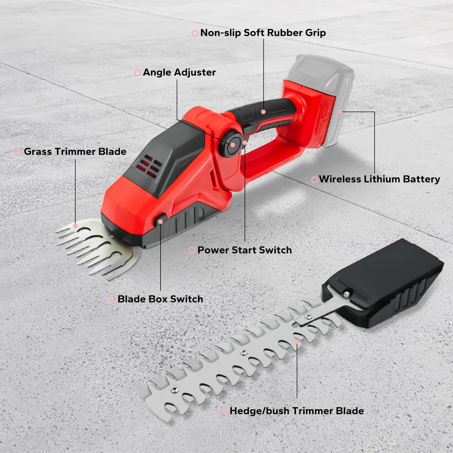 Cordless Hedge Trimmer 2-in-1 Electric Shrub Trimmer Kit Garden Tool for Milwaukee 18V Battery(No Battery)