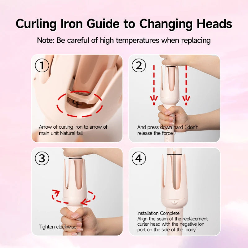 Automatic Rotating Hair Curler – 32mm Ceramic Wave Curling Iron with Interchangeable Barrels