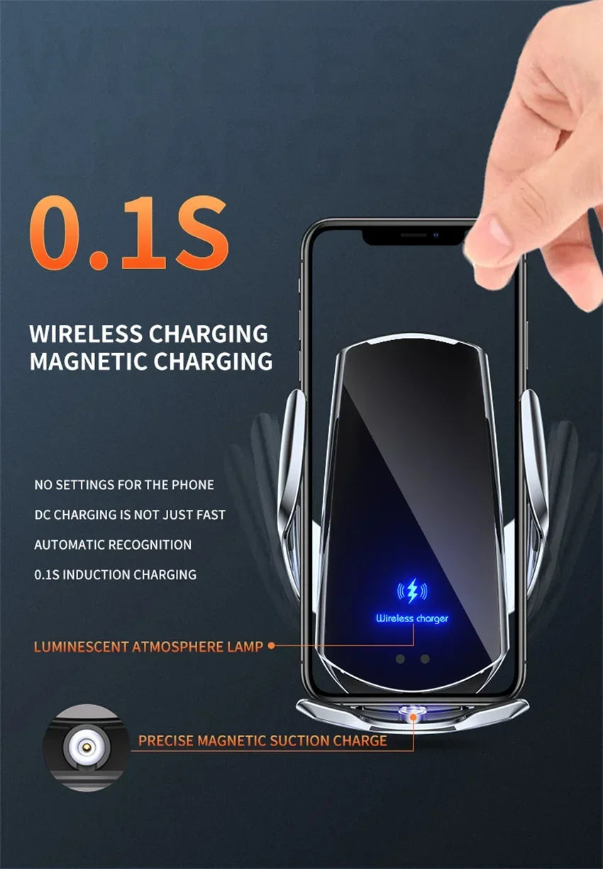 VIKEFON Qi 100W Wireless Car Fast Charger with Cooling Fan & One-Hand Operation