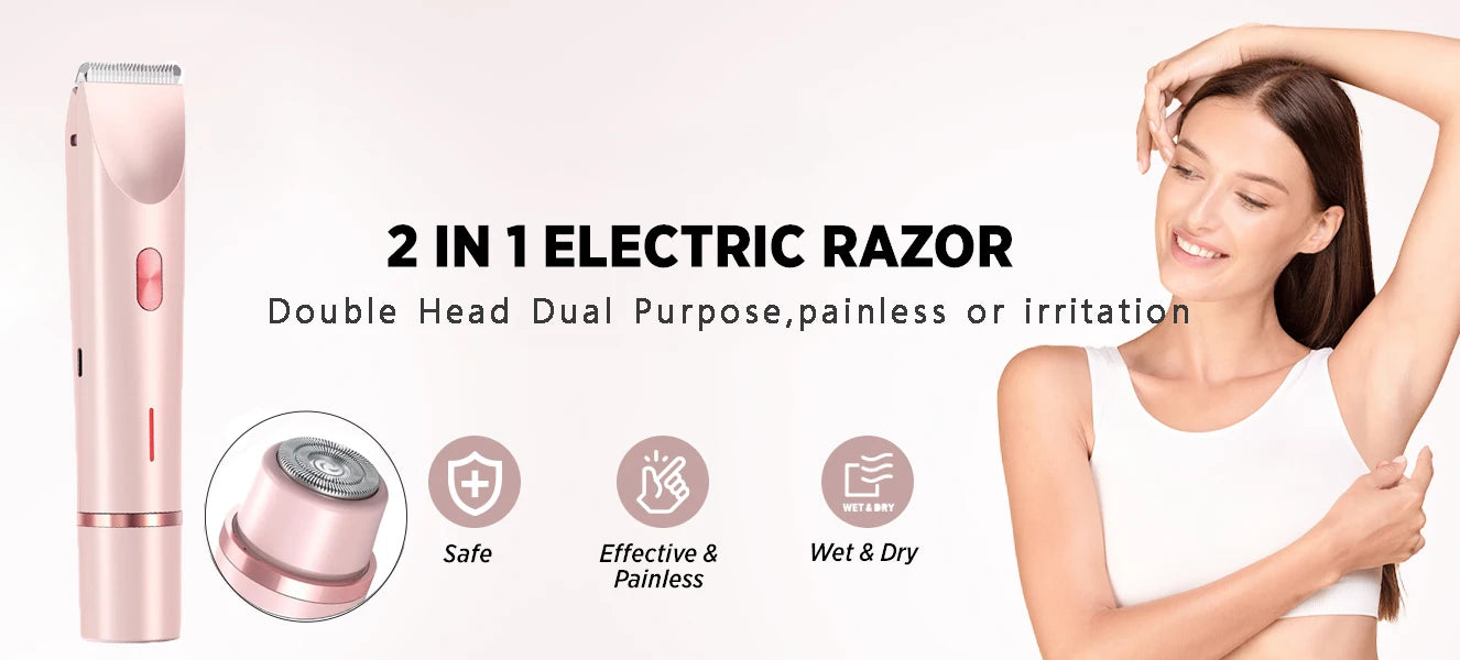 XMSJ Women’s Electric Razor – Wet & Dry Rechargeable Bikini, Legs & Face Shaver