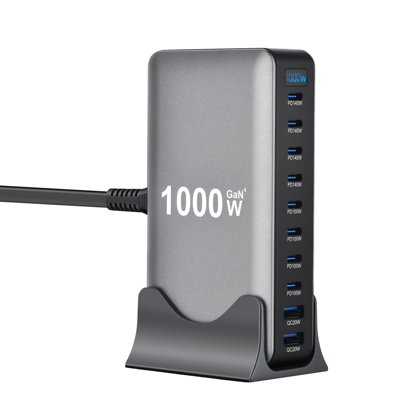 Ultra-Power 1000W GaN Desktop Charger – 10-Port Fast Charging Station
