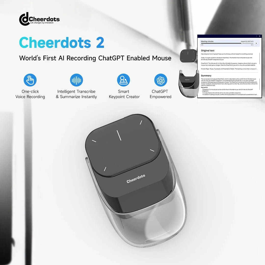 Ostar Yeah Cheerdots 2 AI Air Mouse – Bluetooth Wireless Presentation Remote with AI Recording & ChatGPT