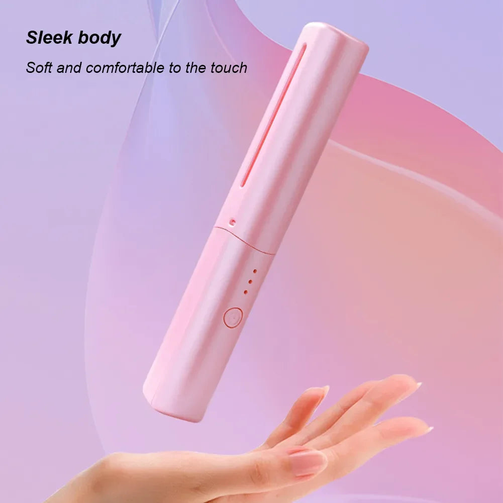 2-in-1 Mini Cordless Hair Straightener Comb – USB Rechargeable Portable Styling Tool