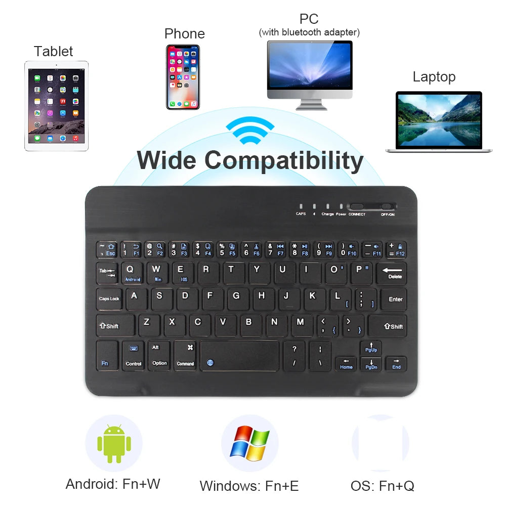 Bluetooth Wireless Mini Keyboard – Rechargeable, Multi-Device, Compact Layout