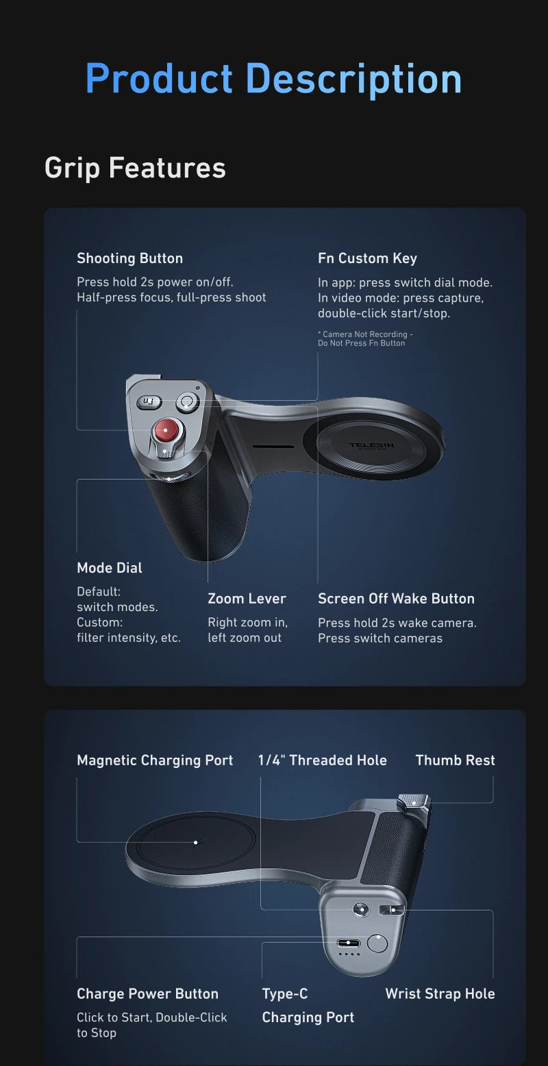Master Grip for iPhone 17 Pro / Pro Max | Magnetic Camera Handle with 3200mAh Battery