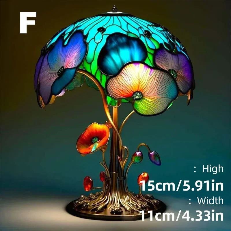 Creative Stained Glass Mushroom Table Lamp | Colorful Atmosphere Bedside Light