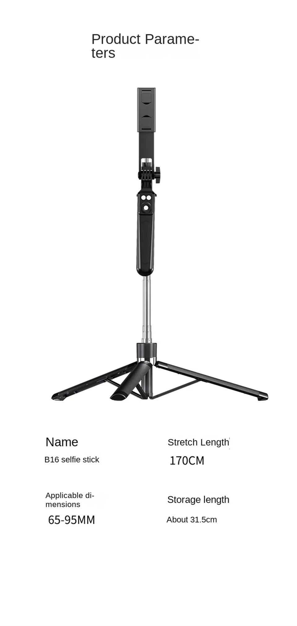 Bluetooth Selfie Stick Tripod 170cm – Lightweight Travel Stand for Phones & Cameras