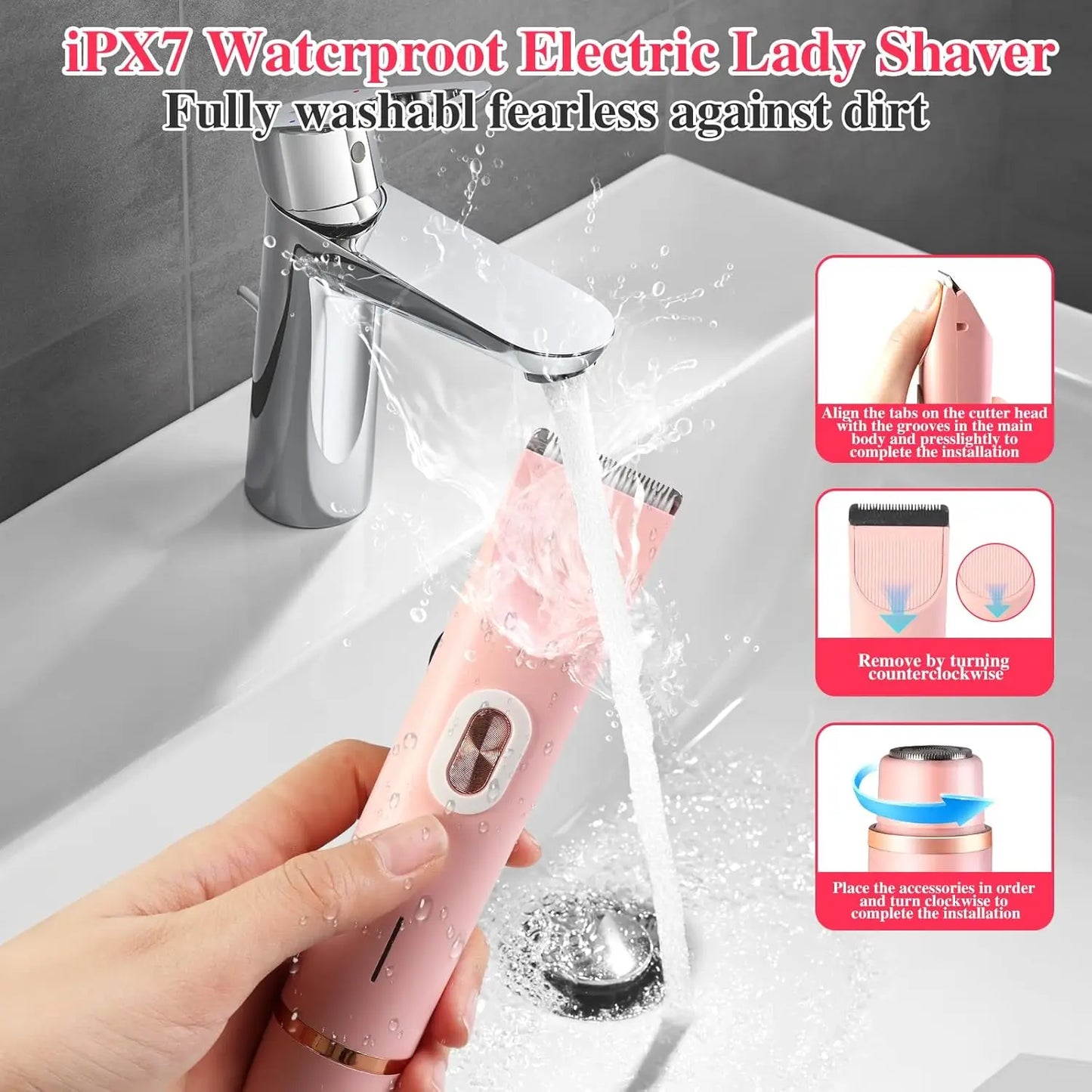 XMSJ Women’s Electric Razor – Wet & Dry Rechargeable Bikini, Legs & Face Shaver