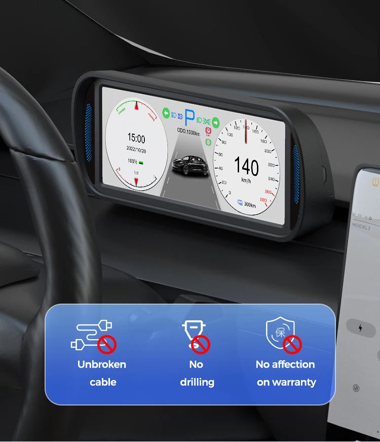KWHUD 6.8″ Tesla Instrument Cluster HUD – HD IPS Dashboard Display for Model 3 & Model Y (2019–2022)
