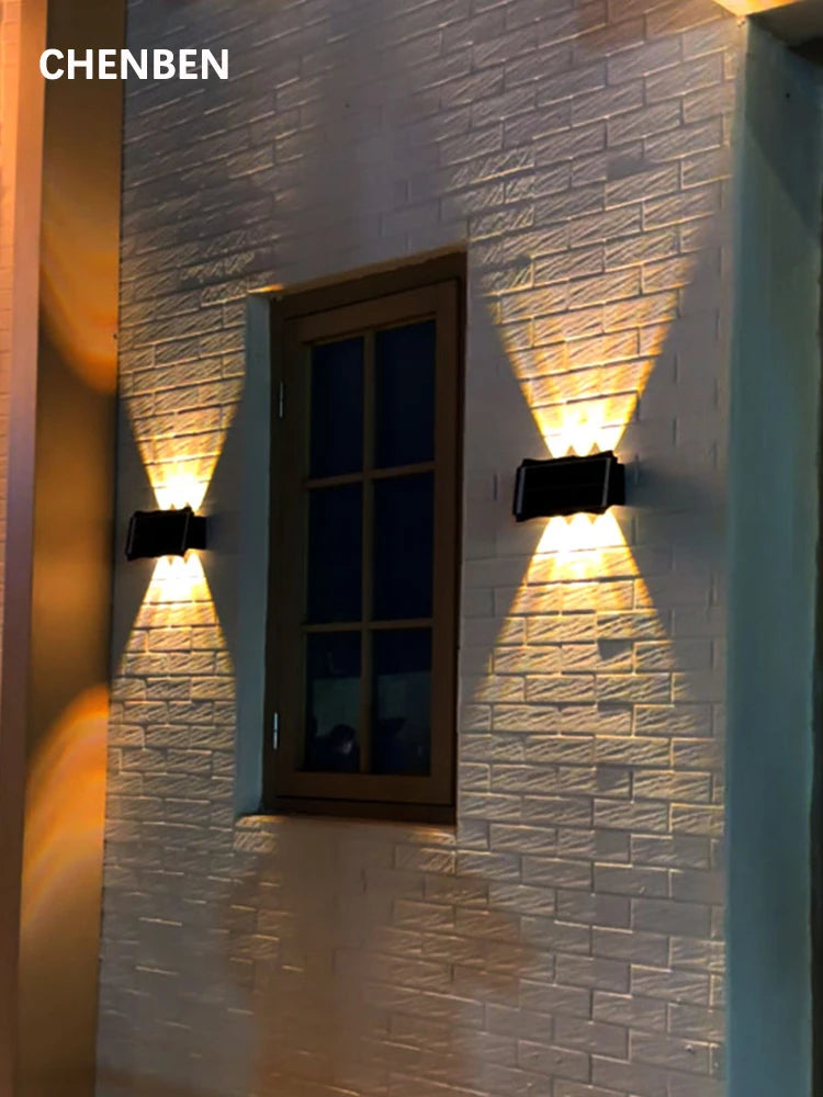 CHENBEN Solar LED Wall Light | IP65 Waterproof Outdoor Wall Lamp, Warm/RGB