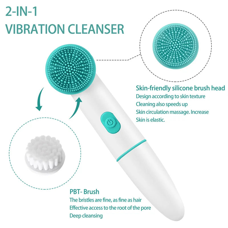 Electric Silicone Facial Cleansing Brush – Waterproof 2-Speed Deep Pore Face Cleaner