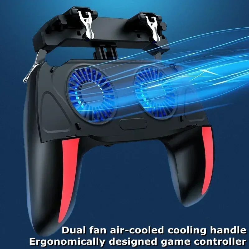 H10 Mobile Phone Gaming Handle with Radiator – 4-Finger Shooter Gamepad for PUBG & FPS