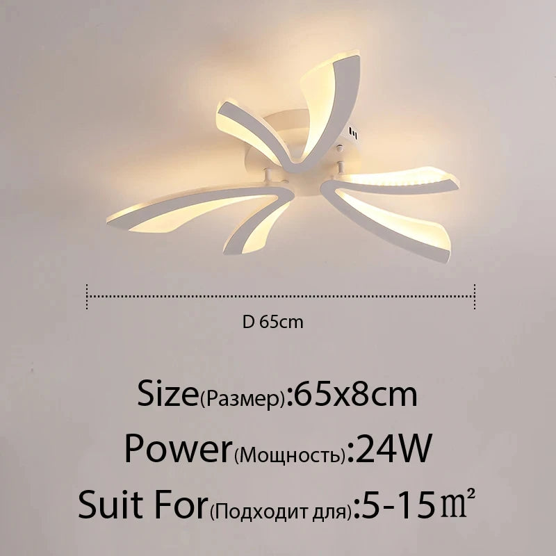 JAYGIY LIGHT Butterfly LED Ceiling Light | Dimmable Remote Control, Modern White
