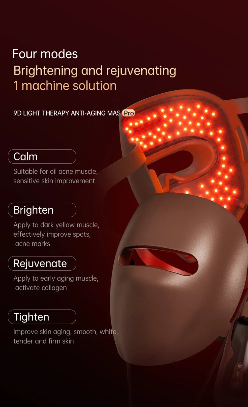 3D Silicone LED Face Mask with Red & Near-Infrared Light – USB Rechargeable Skincare Beauty Device