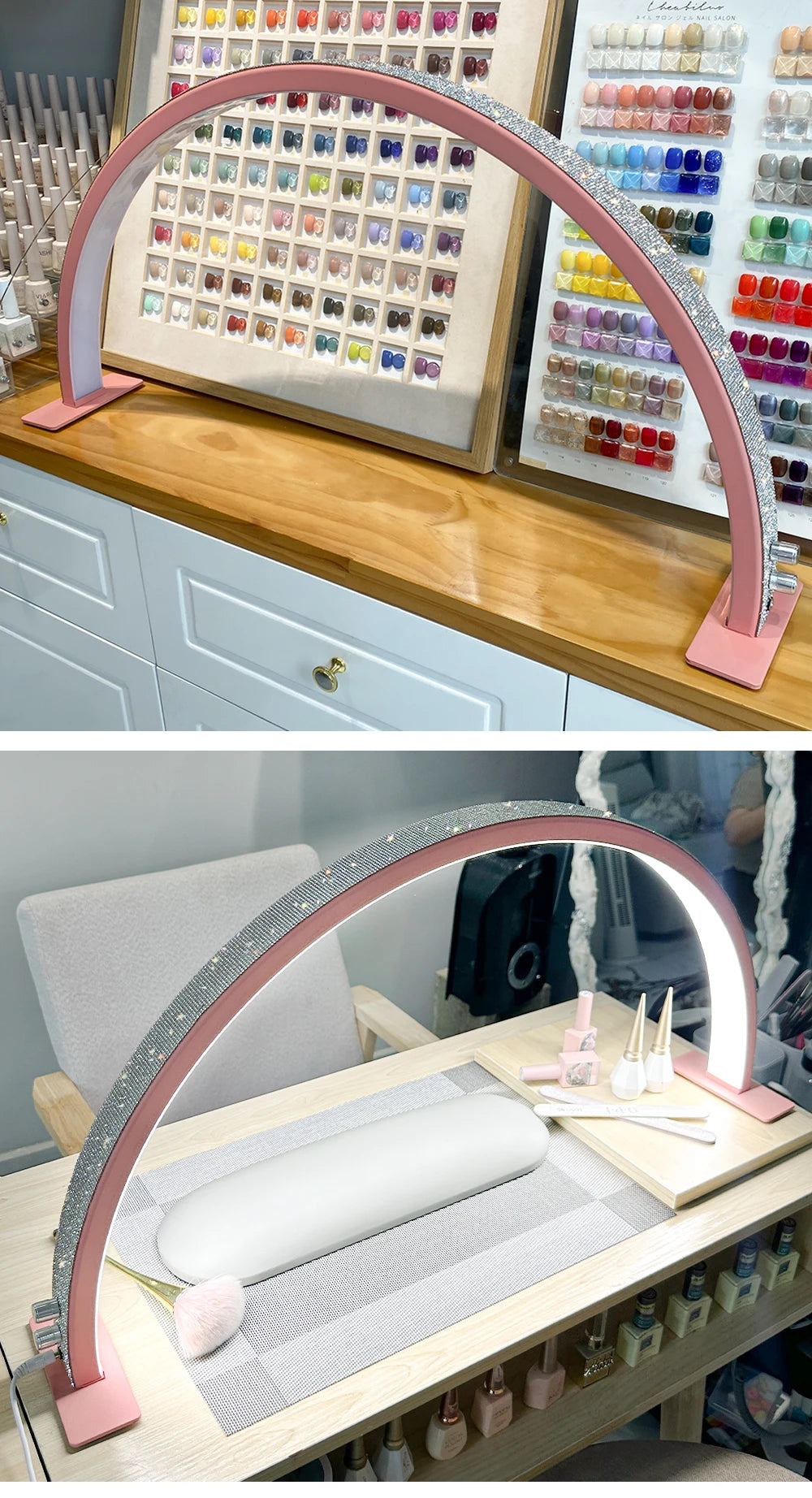 Half Moon LED Manicure Lamp 50W | Modern Nail Desk Light, Salon & Home