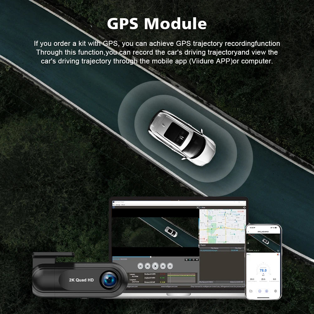 Soam 2.5K WiFi Dash Cam with GPS & Parking Monitor – 1440P Night Vision DVR