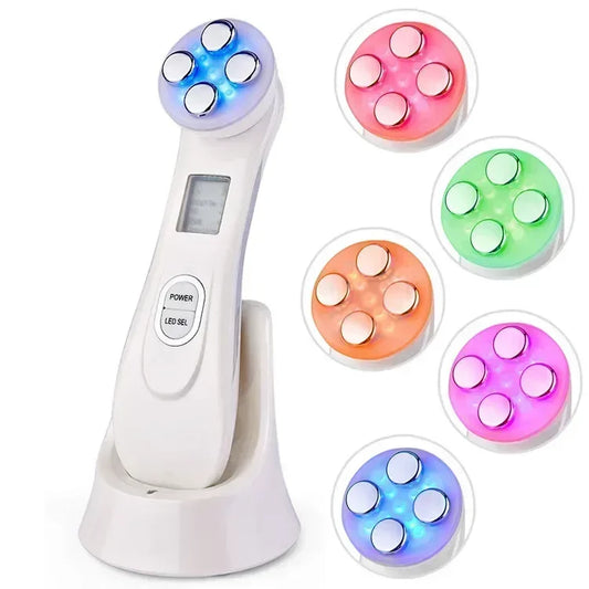 LANSSAL 5-in-1 RF EMS Facial Massager – LED Electroporation Skin Tightening & Rejuvenation Device