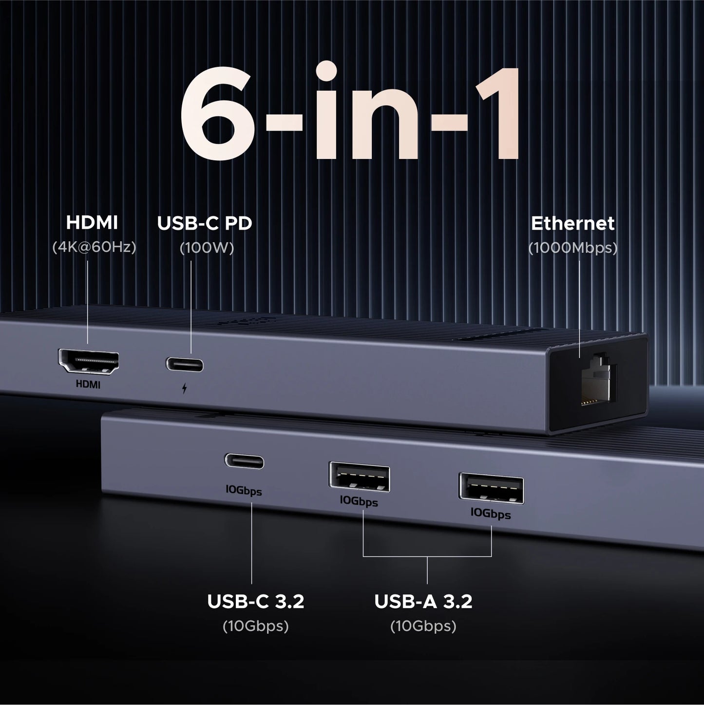 6-in-1 USB-C Hub for Steam Deck & ROG Ally – HDMI, Ethernet, 10Gbps, PD