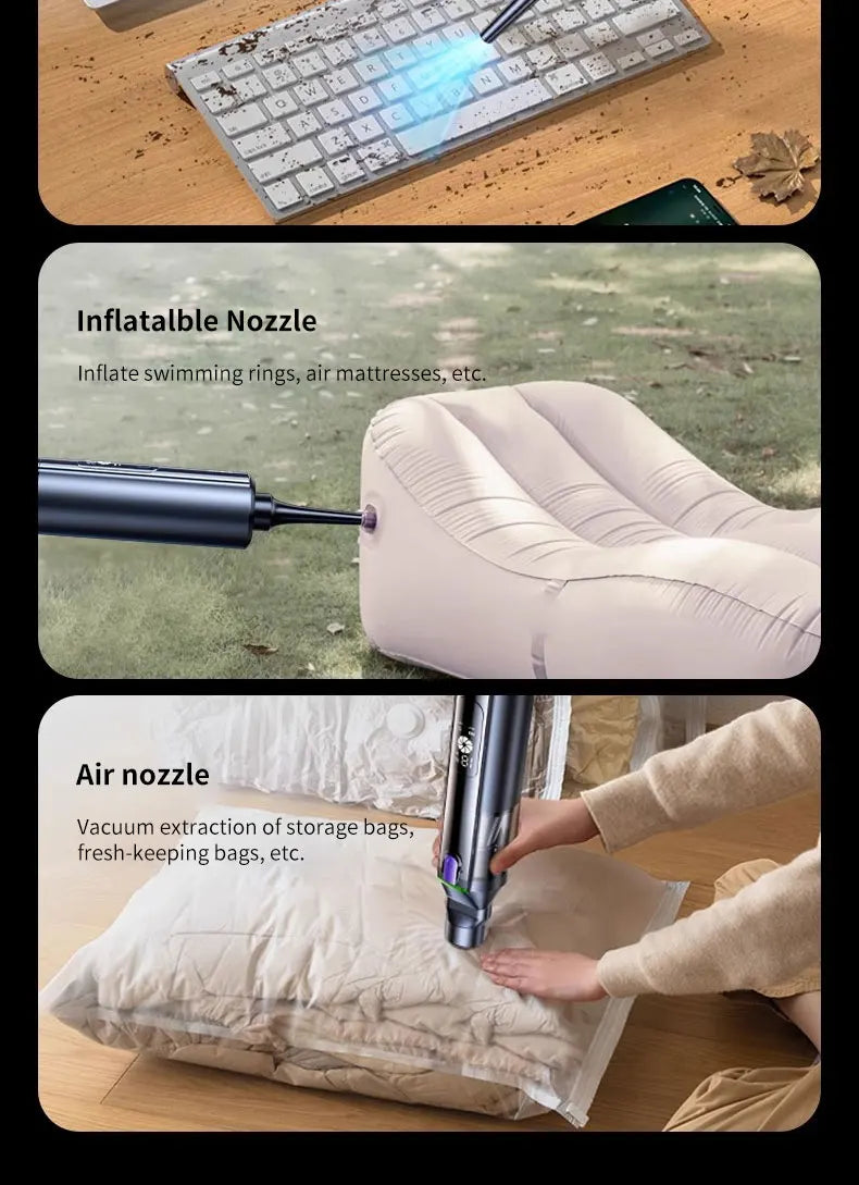 cafele CX06 4-in-1 Cordless Car Vacuum Cleaner – 18000Pa Brushless, Air Pump & Wind Blower