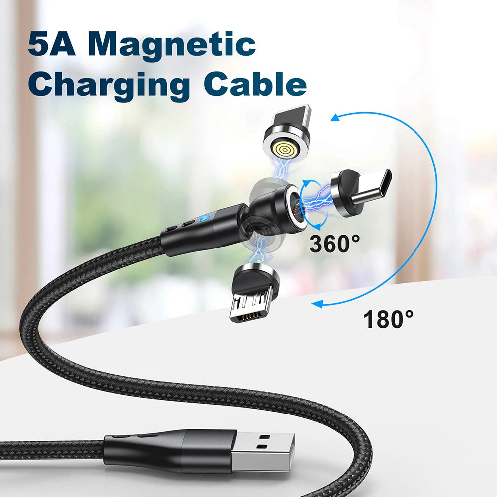 540° Magnetic USB-C Cable 5A – Rotating Fast Charge Cable (Charging Only)